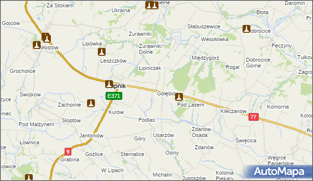 mapa Gołębiów gmina Lipnik, Gołębiów gmina Lipnik na mapie Targeo