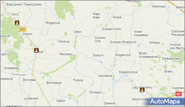 mapa Gołocin, Gołocin na mapie Targeo