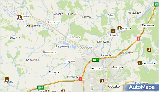 mapa Gołogłowy, Gołogłowy na mapie Targeo