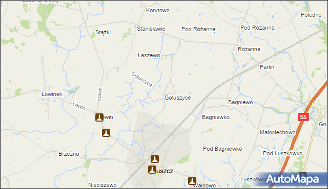 mapa Gołuszyce, Gołuszyce na mapie Targeo