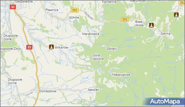 mapa Góra Igliczna, Góra Igliczna na mapie Targeo