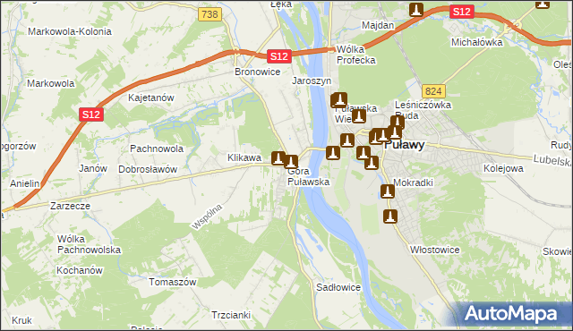 mapa Góra Puławska, Góra Puławska na mapie Targeo