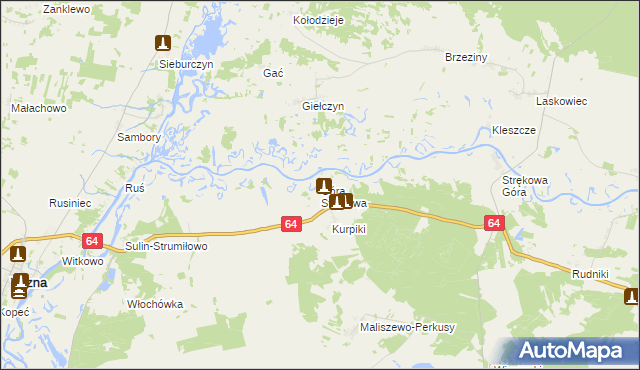 mapa Góra Strękowa, Góra Strękowa na mapie Targeo