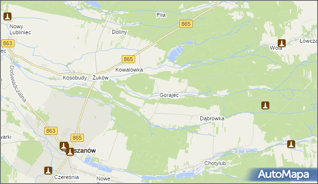mapa Gorajec gmina Cieszanów, Gorajec gmina Cieszanów na mapie Targeo