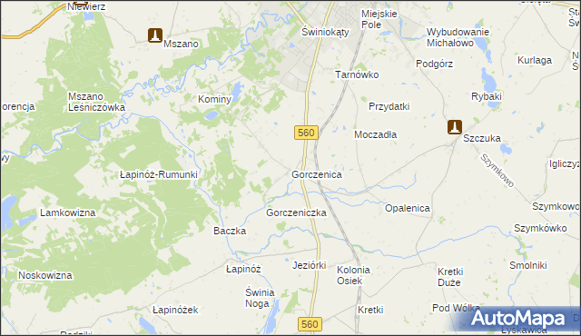 mapa Gorczenica, Gorczenica na mapie Targeo