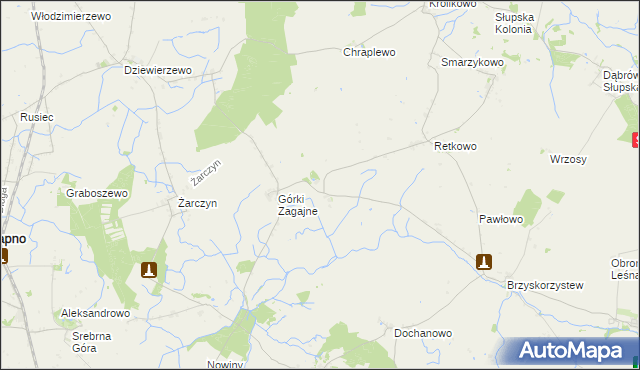 mapa Górki Dąbskie, Górki Dąbskie na mapie Targeo