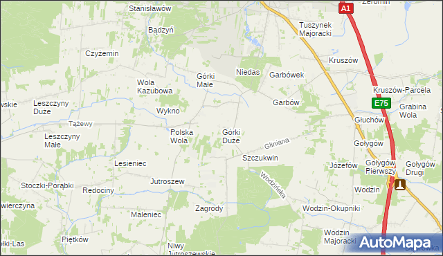 mapa Górki Duże gmina Tuszyn, Górki Duże gmina Tuszyn na mapie Targeo