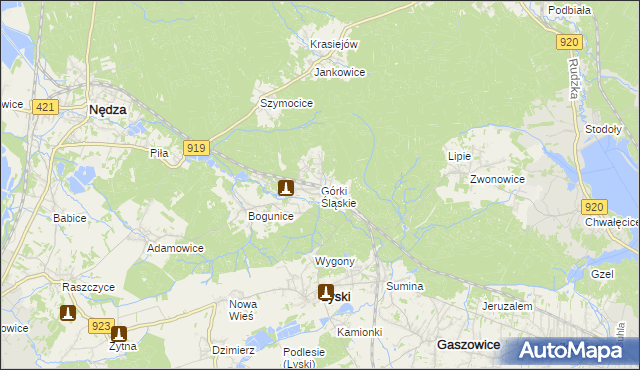 mapa Górki Śląskie, Górki Śląskie na mapie Targeo
