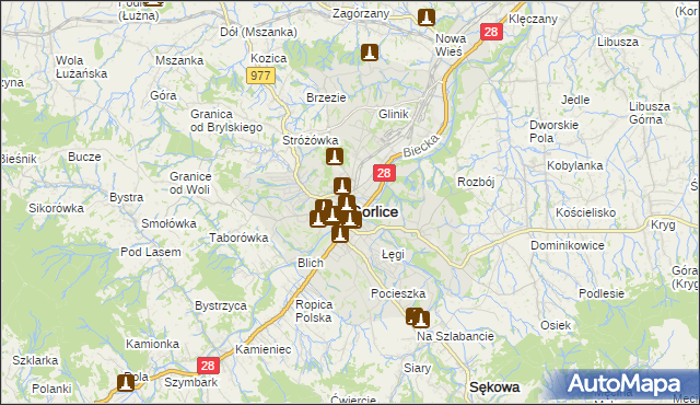mapa Gorlic, Gorlice na mapie Targeo