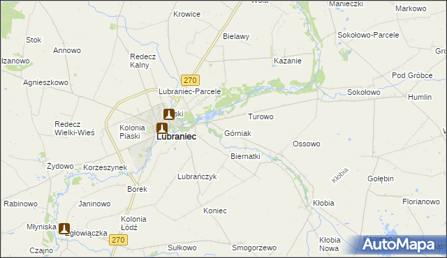 mapa Górniak gmina Lubraniec, Górniak gmina Lubraniec na mapie Targeo