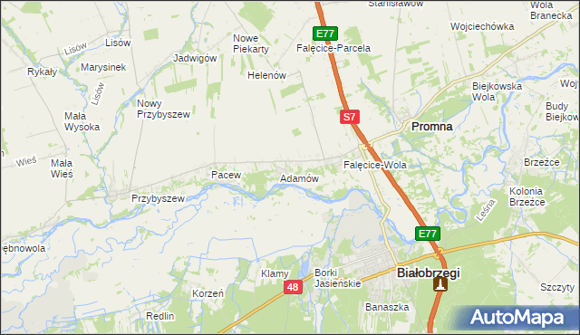 mapa Góry gmina Promna, Góry gmina Promna na mapie Targeo