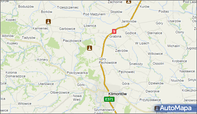 mapa Góry Pęchowskie, Góry Pęchowskie na mapie Targeo