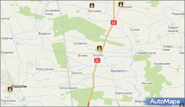 mapa Górzno gmina Ostrów Wielkopolski, Górzno gmina Ostrów Wielkopolski na mapie Targeo