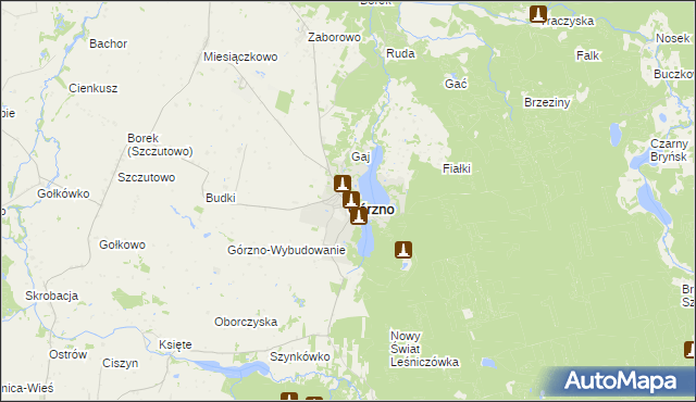 mapa Górzno powiat brodnicki, Górzno powiat brodnicki na mapie Targeo