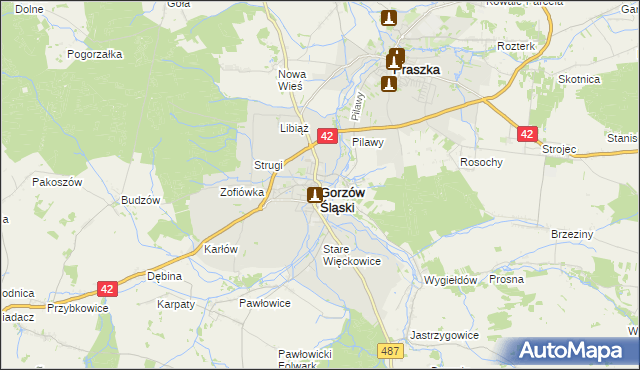 mapa Gorzów Śląski, Gorzów Śląski na mapie Targeo