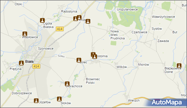 mapa Gostomia gmina Biała, Gostomia gmina Biała na mapie Targeo