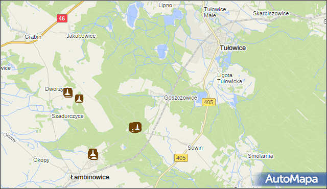 mapa Goszczowice, Goszczowice na mapie Targeo