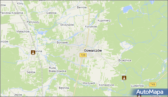 mapa Gowarczów, Gowarczów na mapie Targeo