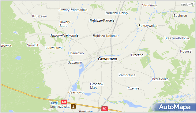 mapa Goworowo powiat ostrołęcki, Goworowo powiat ostrołęcki na mapie Targeo