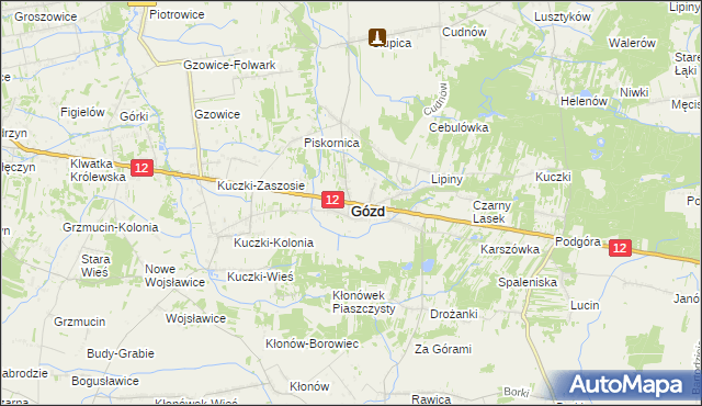 mapa Gózd powiat radomski, Gózd powiat radomski na mapie Targeo