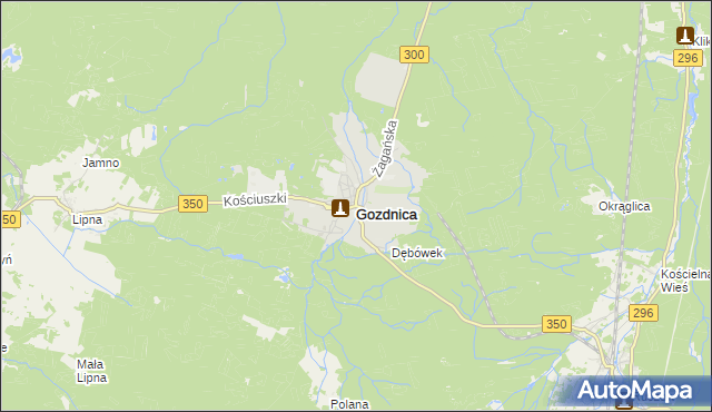 mapa Gozdnica powiat żagański, Gozdnica powiat żagański na mapie Targeo