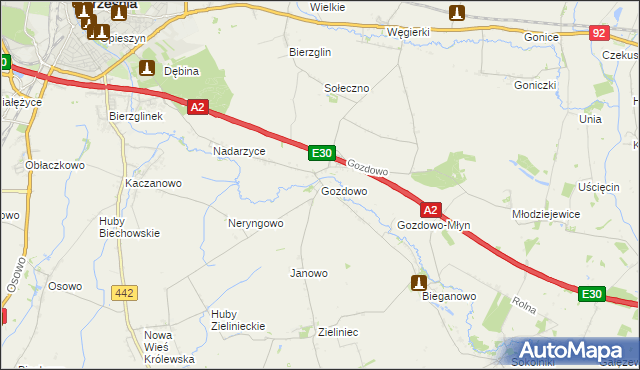 mapa Gozdowo gmina Września, Gozdowo gmina Września na mapie Targeo