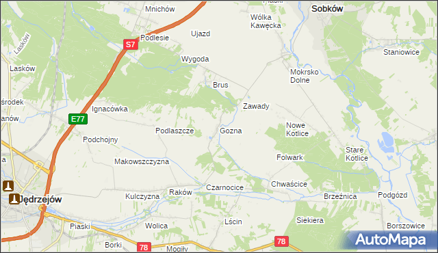 mapa Gozna, Gozna na mapie Targeo