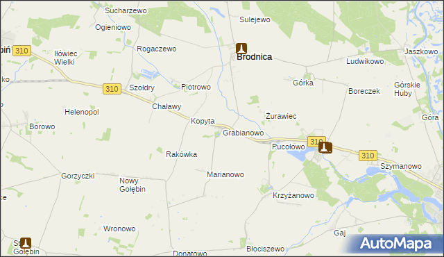 mapa Grabianowo gmina Brodnica, Grabianowo gmina Brodnica na mapie Targeo