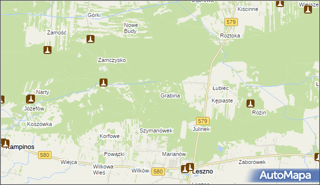 mapa Grabina gmina Leszno, Grabina gmina Leszno na mapie Targeo