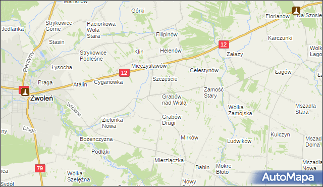 mapa Grabów nad Wisłą, Grabów nad Wisłą na mapie Targeo