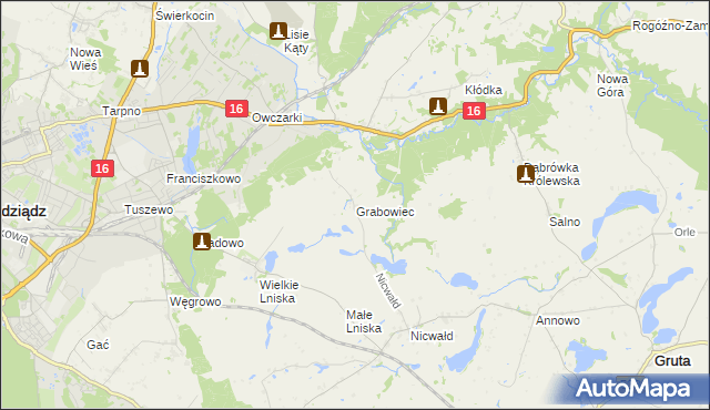 mapa Grabowiec gmina Grudziądz, Grabowiec gmina Grudziądz na mapie Targeo