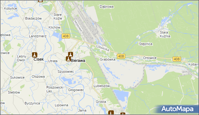 mapa Grabówka gmina Bierawa, Grabówka gmina Bierawa na mapie Targeo