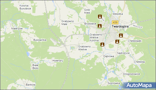 mapa Grabowno Wielkie, Grabowno Wielkie na mapie Targeo