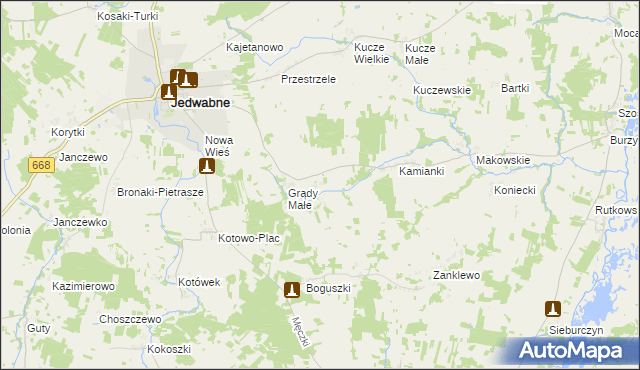 mapa Grądy Wielkie, Grądy Wielkie na mapie Targeo