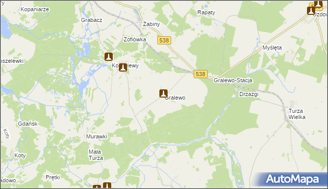 mapa Gralewo gmina Płośnica, Gralewo gmina Płośnica na mapie Targeo