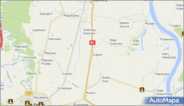 mapa Gręblin, Gręblin na mapie Targeo