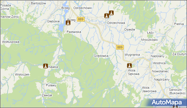 mapa Grędówka, Grędówka na mapie Targeo