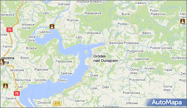 mapa Gródek nad Dunajcem, Gródek nad Dunajcem na mapie Targeo