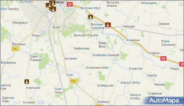 mapa Grodkowo-Zawisze, Grodkowo-Zawisze na mapie Targeo