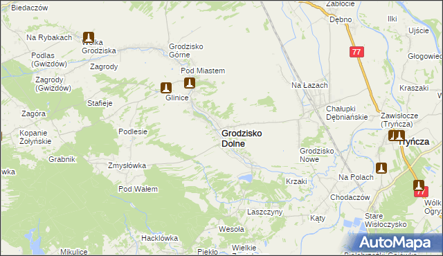 mapa Grodzisko Dolne, Grodzisko Dolne na mapie Targeo