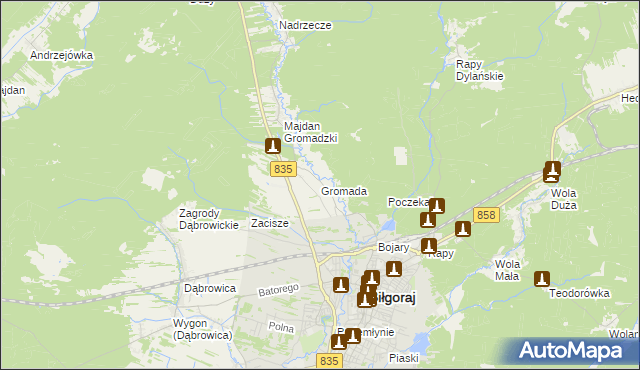 mapa Gromada gmina Biłgoraj, Gromada gmina Biłgoraj na mapie Targeo