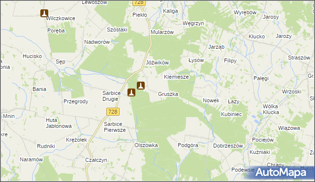 mapa Gruszka gmina Radoszyce, Gruszka gmina Radoszyce na mapie Targeo