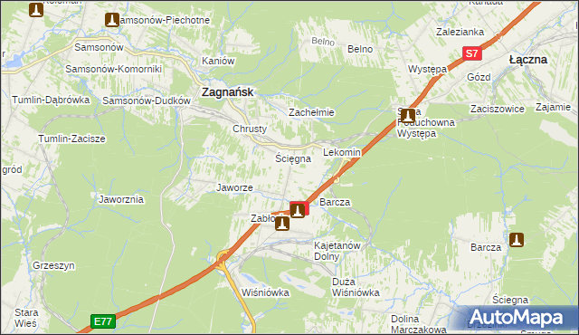 mapa Gruszka gmina Zagnańsk, Gruszka gmina Zagnańsk na mapie Targeo