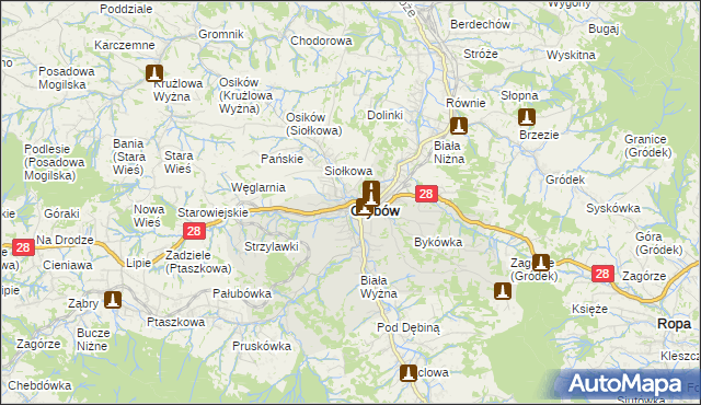 mapa Grybów, Grybów na mapie Targeo