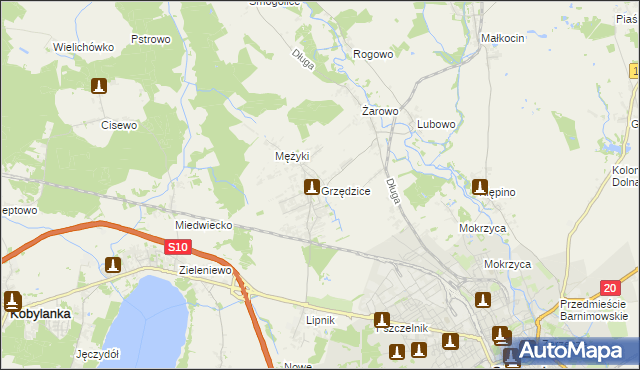mapa Grzędzice, Grzędzice na mapie Targeo