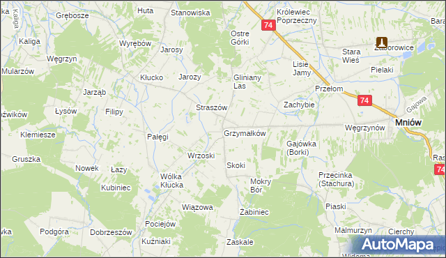 mapa Grzymałków, Grzymałków na mapie Targeo