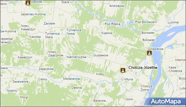 mapa Gustawów gmina Chotcza, Gustawów gmina Chotcza na mapie Targeo