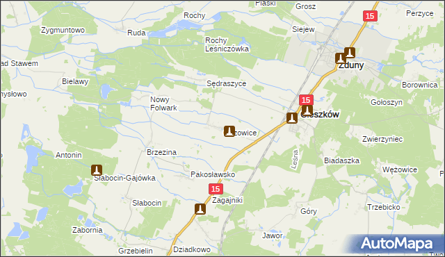 mapa Guzowice, Guzowice na mapie Targeo