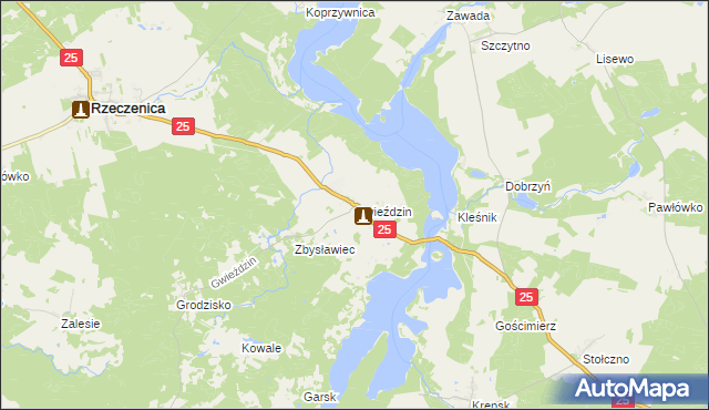 mapa Gwieździn, Gwieździn na mapie Targeo