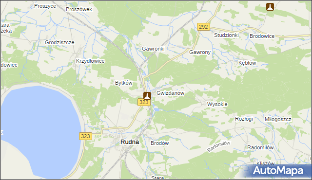 mapa Gwizdanów, Gwizdanów na mapie Targeo